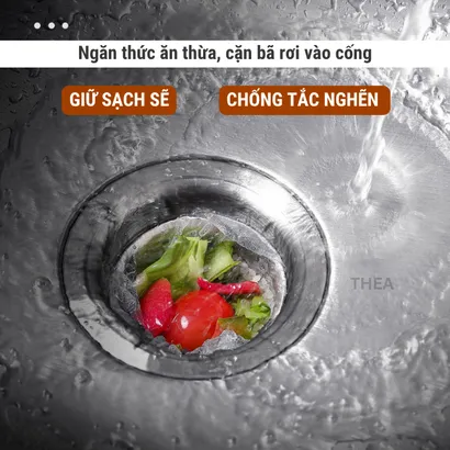 Combo 200 túi lưới lọc chặn rác đồ ăn thừa bồn rửa chén bát siêu dai đầu có chun co giãn chống tắc nghẽn đường ống - THEA