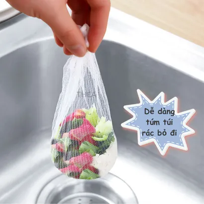 Combo 200 túi lưới lọc chặn rác đồ ăn thừa bồn rửa chén bát siêu dai đầu có chun co giãn chống tắc nghẽn đường ống - THEA