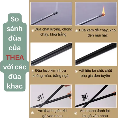 Bộ 10 đôi đũa hợp kim nhựa ăn cơm sang trọng mạ vàng - THEA KITCHEN