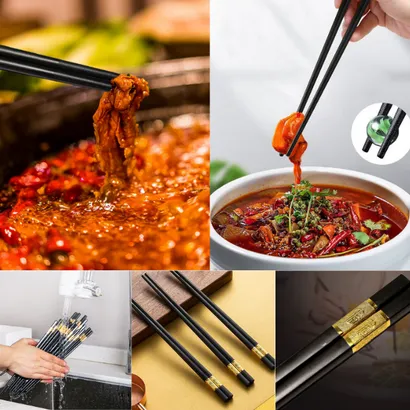 Bộ 10 đôi đũa hợp kim nhựa ăn cơm sang trọng mạ vàng - THEA KITCHEN