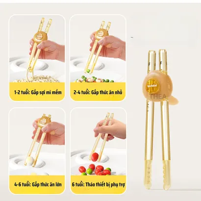Đũa tập ăn cho bé, đũa tập gắp ăn, đũa ăn dặm trẻ em ăn cơm, tập gắp silicon an toàn cho bé từ 1 đến 6 tuổi - THEA