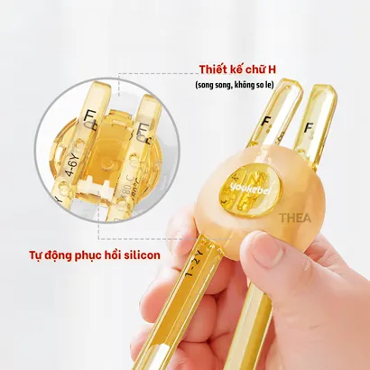 Đũa tập ăn cho bé, đũa tập gắp ăn, đũa ăn dặm trẻ em ăn cơm, tập gắp silicon an toàn cho bé từ 1 đến 6 tuổi - THEA
