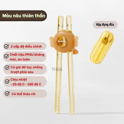 Đũa tập ăn cho bé, đũa tập gắp ăn, đũa ăn dặm trẻ em ăn cơm, tập gắp silicon an toàn cho bé từ 1 đến 6 tuổi - THEA