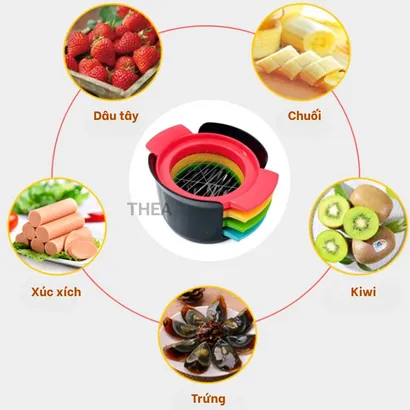Dụng cụ cắt lát trứng luộc, trái cây mềm 4 in 1, cắt bơ, chuối, kiwi, nho, xúc xích, trái cây mềm - THEA