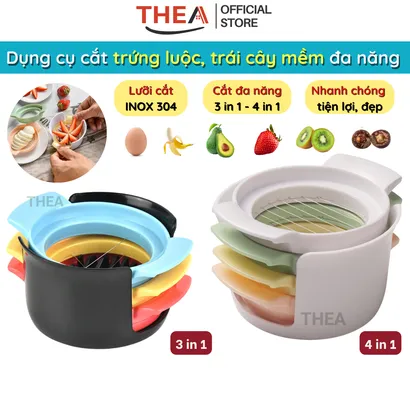 Dụng cụ cắt lát trứng luộc, trái cây mềm 4 in 1, cắt bơ, chuối, kiwi, nho, xúc xích, trái cây mềm - THEA