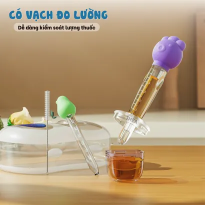 Dụng cụ cho bé uống thuốc, Ống bón thuốc, sữa cho bé, ống bơm thuốc chống sặc đầu hút silicone - THEA