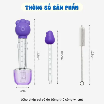 Dụng cụ cho bé uống thuốc, Ống bón thuốc, sữa cho bé, ống bơm thuốc chống sặc đầu hút silicone - THEA