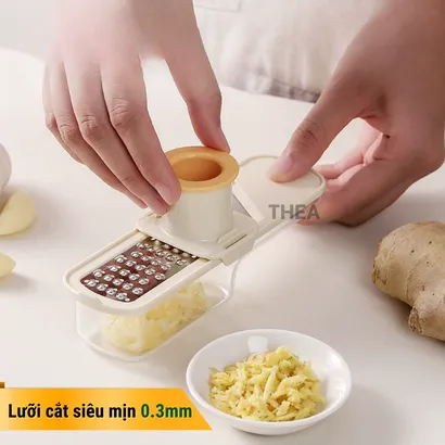 Dụng cụ nghiền tỏi, gừng, bộ nạo, bào sợi nhỏ, thái lát đa năng 3 in 1 mini kèm hộp đựng tiện lợi  - THEA