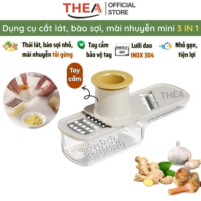 Dụng cụ nghiền tỏi, gừng, bộ nạo, bào sợi nhỏ, thái lát đa năng 3 in 1 mini kèm hộp đựng tiện lợi  - THEA