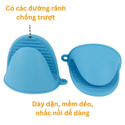 Bộ 2 miếng nhấc nồi, kẹp nhắc nồi 100% silicone, găng tay chịu nhiệt cách nhiệt - THEA KITCHEN
