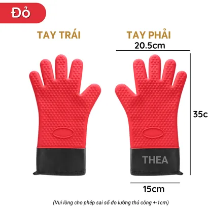 Găng tay lò nướng, bao tay silicone nấu ăn cách nhiệt, chống nóng, nhấc nồi, nướng bánh lò vi sóng - THEA