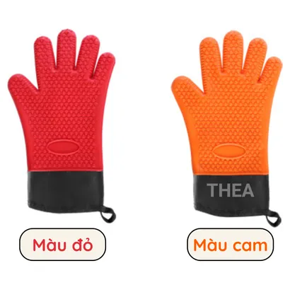 Găng tay lò nướng, bao tay silicone nấu ăn cách nhiệt, chống nóng, nhấc nồi, nướng bánh lò vi sóng - THEA