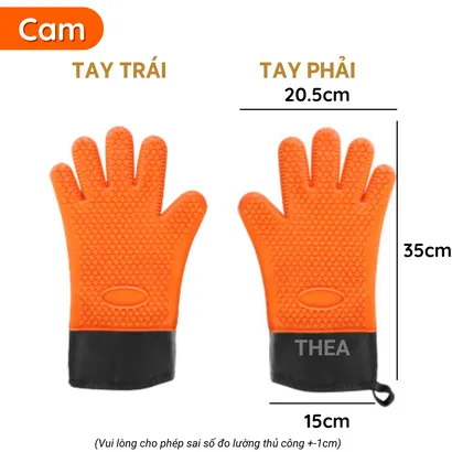 Găng tay lò nướng, bao tay silicone nấu ăn cách nhiệt, chống nóng, nhấc nồi, nướng bánh lò vi sóng - THEA
