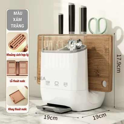 Giá để dao thớt kéo nhà bếp, Giá để đũa thìa nhà bếp, đồ đựng đũa muỗng có khay thoát nước - THEA