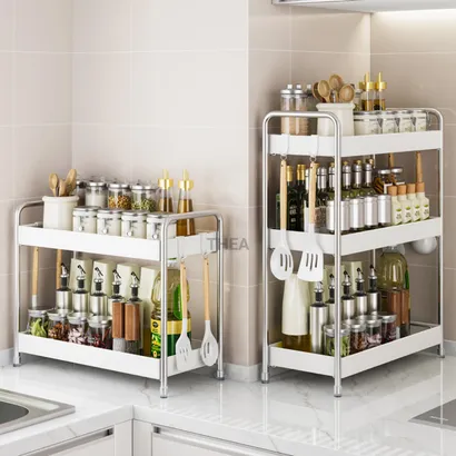 Kệ đựng gia vị nhà bếp inox đa năng 2 tầng, 3 tầng, Giá để gia vị, để đồ  nhà bếp nhỏ gọn đa kích thước - THEA