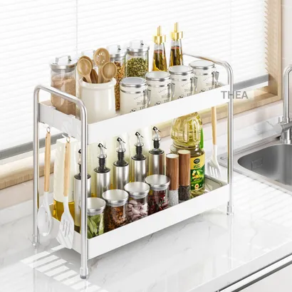 Kệ đựng gia vị nhà bếp inox đa năng 2 tầng, 3 tầng, Giá để gia vị, để đồ  nhà bếp nhỏ gọn đa kích thước - THEA