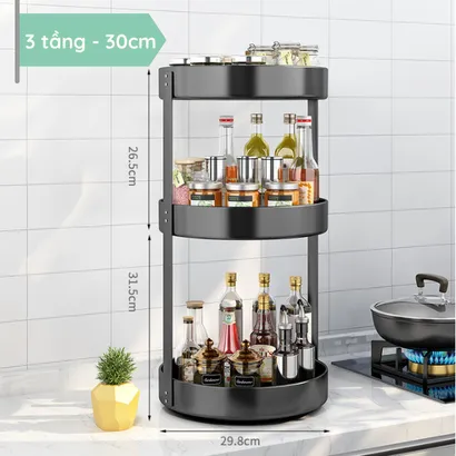 Kệ đựng gia vị tròn nhà bếp 2-3 tầng xoay 360 độ, giá kệ đa năng thông minh để gia vị, mĩ phẩm, để đồ tiết kiệm không gian - THEA kitchen