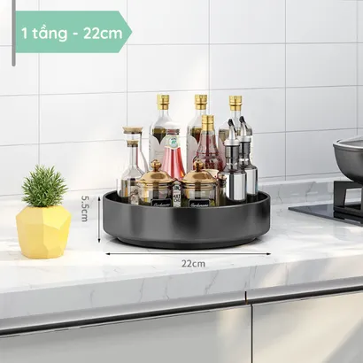 Kệ đựng gia vị tròn nhà bếp 2-3 tầng xoay 360 độ, giá kệ đa năng thông minh để gia vị, mĩ phẩm, để đồ tiết kiệm không gian - THEA kitchen