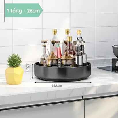 Kệ đựng gia vị tròn nhà bếp 2-3 tầng xoay 360 độ, giá kệ đa năng thông minh để gia vị, mĩ phẩm, để đồ tiết kiệm không gian - THEA kitchen