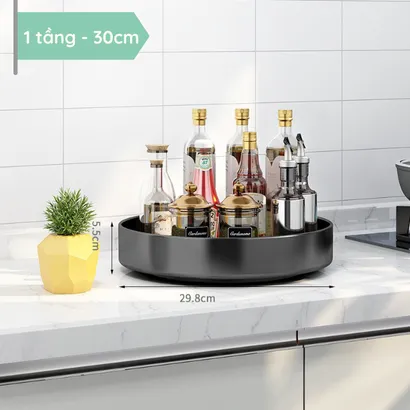 Kệ đựng gia vị tròn nhà bếp 2-3 tầng xoay 360 độ, giá kệ đa năng thông minh để gia vị, mĩ phẩm, để đồ tiết kiệm không gian - THEA kitchen