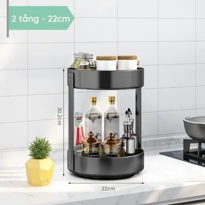 Kệ đựng gia vị tròn nhà bếp 2-3 tầng xoay 360 độ, giá kệ đa năng thông minh để gia vị, mĩ phẩm, để đồ tiết kiệm không gian - THEA kitchen