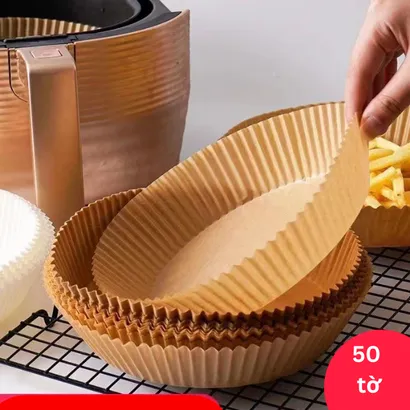Giấy nến vàng lót cho nồi chiên không dầu chống dính không cần rửa nồi - THEA KITCHEN