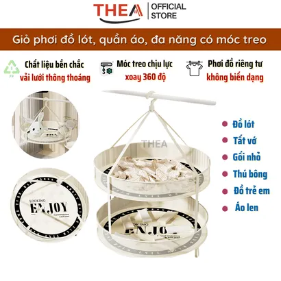 Giỏ lưới phơi quần áo, đồ lót, rổ phơi quần áo, túi lưới phơi đồ, móc treo quần áo - THEA