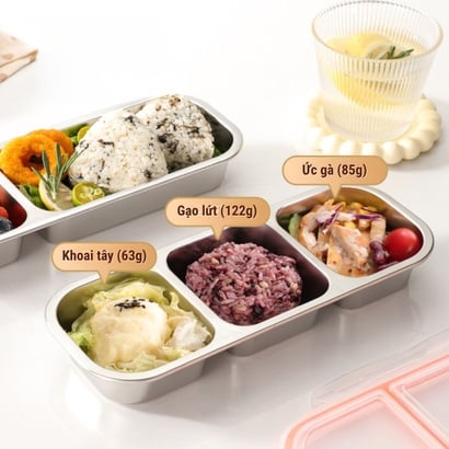 Hộp inox 304 có nắp đậy, Hộp inox đựng thực phẩm chia 2 - 3 ngăn, Hộp đựng thức ăn, gia vị mang theo tiện lợi - THEA