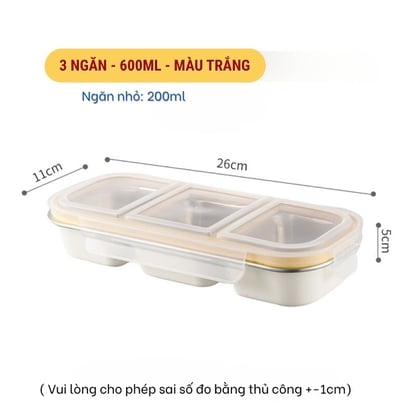 Hộp inox 304 có nắp đậy, Hộp inox đựng thực phẩm chia 2 - 3 ngăn, Hộp đựng thức ăn, gia vị mang theo tiện lợi - THEA