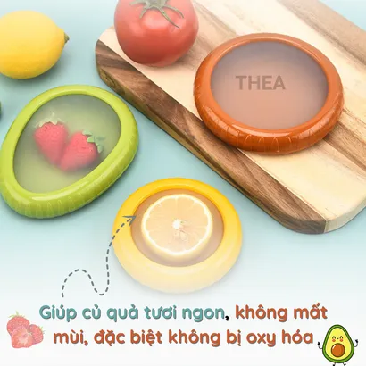 Hộp bảo quản trái cây tủ lạnh, màng bọc silicon bảo quản trái cây củ quả cắt dở - THEA