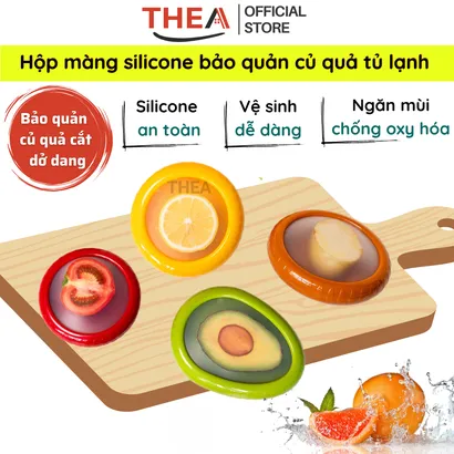 Hộp bảo quản trái cây tủ lạnh, màng bọc silicon bảo quản trái cây củ quả cắt dở - THEA