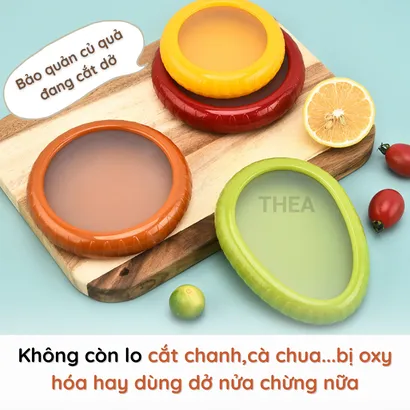 Hộp bảo quản trái cây tủ lạnh, màng bọc silicon bảo quản trái cây củ quả cắt dở - THEA