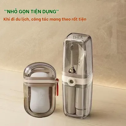 Hộp đựng bàn chải, kem đánh răng, hộp đựng xà phòng, xà bông cục đi du lịch có nắp, cốc đựng kem đánh răng - THEA