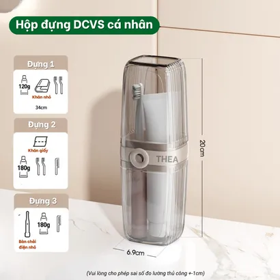 Hộp đựng bàn chải, kem đánh răng, hộp đựng xà phòng, xà bông cục đi du lịch có nắp, cốc đựng kem đánh răng - THEA
