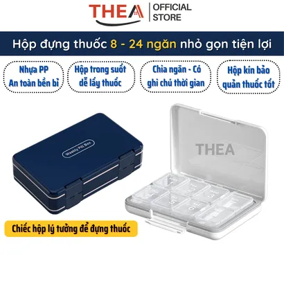 Hộp đựng chia thuốc mini, hộp đựng thuốc chia 8-24 ngăn nhỏ gọn mini cute dễ mang theo - THEA