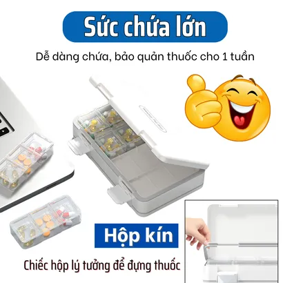 Hộp đựng chia thuốc mini, hộp đựng thuốc chia 8-24 ngăn nhỏ gọn mini cute dễ mang theo - THEA
