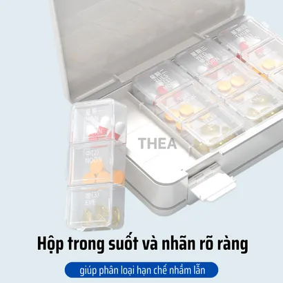 Hộp đựng chia thuốc mini, hộp đựng thuốc chia 8-24 ngăn nhỏ gọn mini cute dễ mang theo - THEA
