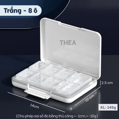 Hộp đựng chia thuốc mini, hộp đựng thuốc chia 8-24 ngăn nhỏ gọn mini cute dễ mang theo - THEA