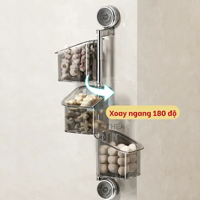 Hộp đựng gia vị, hành tỏi nhà bếp, giá treo để đồ đa năng hút chân không nhà bếp, nhà tắm, giỏ đựng gia vị hành tỏi-THEA