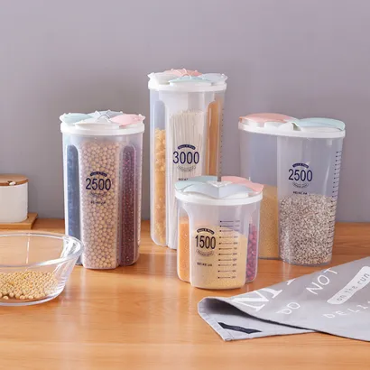 Hộp nhựa đựng ngũ cốc, thực phẩm khô chia 4 ngăn dày dặn đẹp - THEA KITCHEN