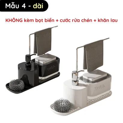 Hộp khay đựng nước rửa chén [nâng cấp 4 in 1] tự động thông minh kết hợp đựng nước rửa tay, bọt biển,cước,khăn lau- THEA