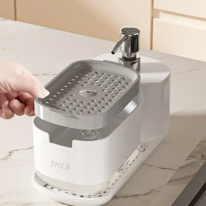 Hộp khay đựng nước rửa chén [nâng cấp 4 in 1] tự động thông minh kết hợp đựng nước rửa tay, bọt biển,cước,khăn lau- THEA