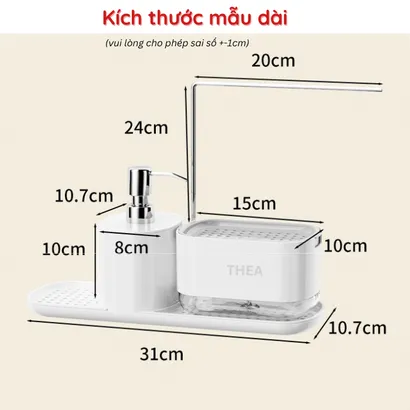 Hộp khay đựng nước rửa chén [nâng cấp 4 in 1] tự động thông minh kết hợp đựng nước rửa tay, bọt biển,cước,khăn lau- THEA