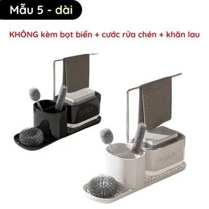 Hộp khay đựng nước rửa chén [nâng cấp 4 in 1] tự động thông minh kết hợp đựng nước rửa tay, bọt biển,cước,khăn lau- THEA