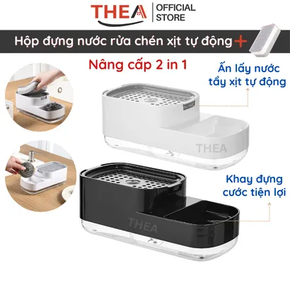 Hộp khay đựng nước rửa chén [nâng cấp 4 in 1] tự động thông minh kết hợp đựng nước rửa tay, bọt biển,cước,khăn lau- THEA