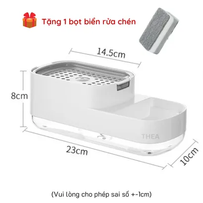 Hộp khay đựng nước rửa chén [nâng cấp 4 in 1] tự động thông minh kết hợp đựng nước rửa tay, bọt biển,cước,khăn lau- THEA