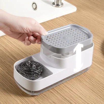 Hộp khay đựng nước rửa chén [nâng cấp 4 in 1] tự động thông minh kết hợp đựng nước rửa tay, bọt biển,cước,khăn lau- THEA