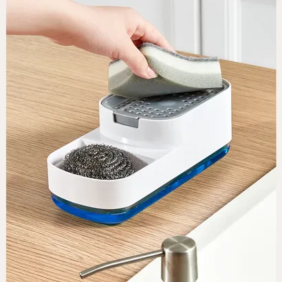 Hộp khay đựng nước rửa chén [nâng cấp 4 in 1] tự động thông minh kết hợp đựng nước rửa tay, bọt biển,cước,khăn lau- THEA