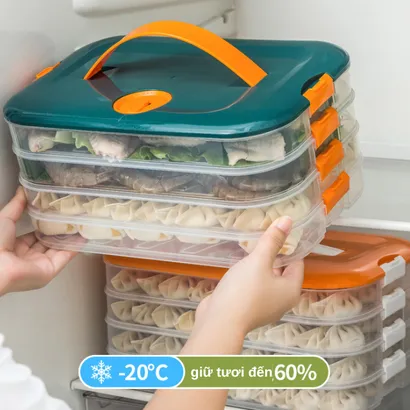 Hộp đựng thực phẩm, bánh bao, há cảo, chả giò tủ lạnh nhiều tầng - THEA KITCHEN