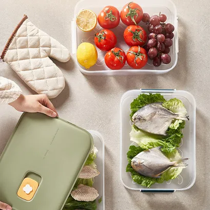 Hộp nhựa đựng thực phẩm, bánh bao, há cảo, chả giò tủ lạnh nhiều tầng, hộp bảo quản thực phẩm có vòng ghi chú thời gian -THEA KITCHEN